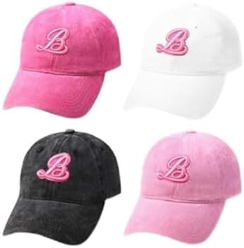 Everydayspecial 4 Pack Women's Baseball Caps with Pink Letter B